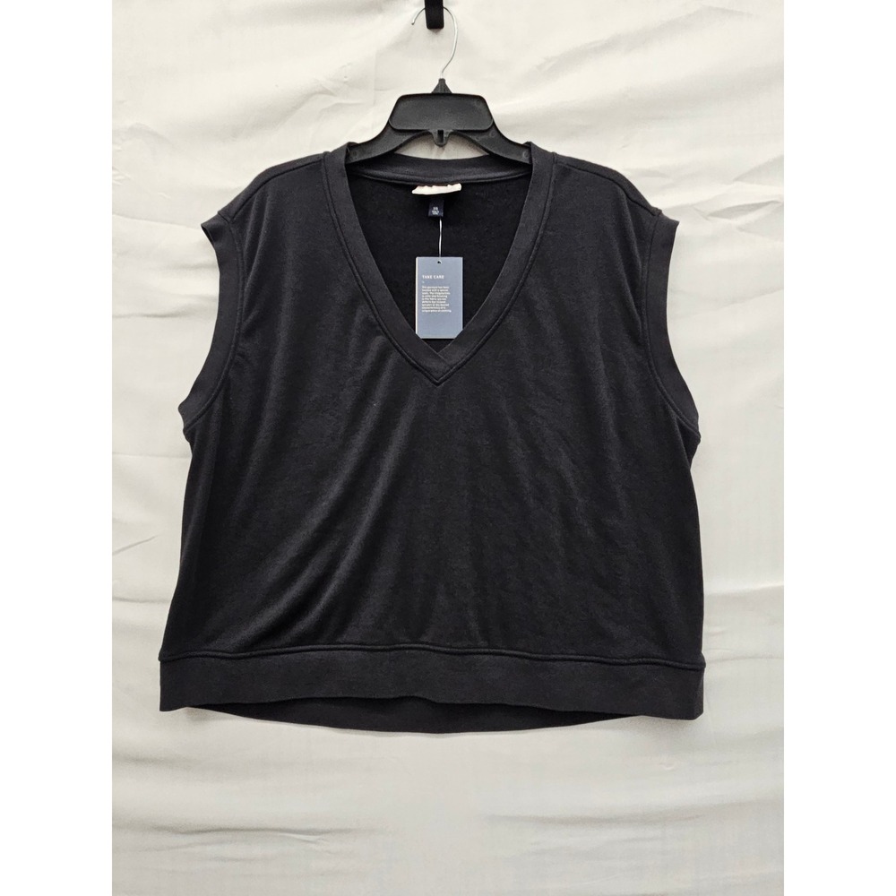Universal Thread Womens‎ V-Neck Sleeveless Sweatshirt Black Relaxed Size XXL